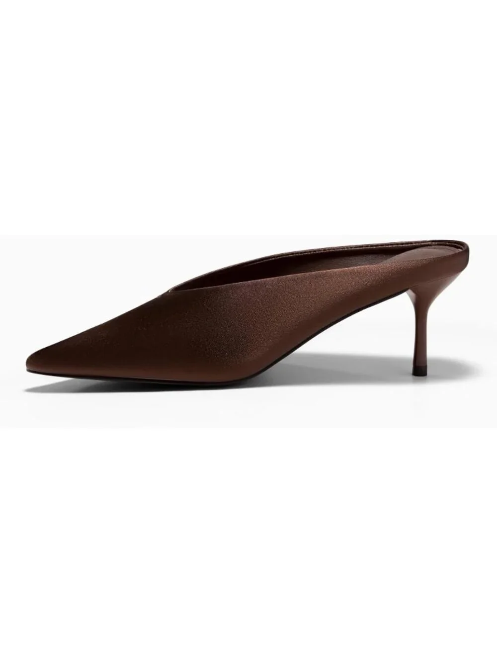 Women's Brown Satin Comfortable Slip On Closed Pointed Toe Slide Stylish Sandals - Picture 4 of 5